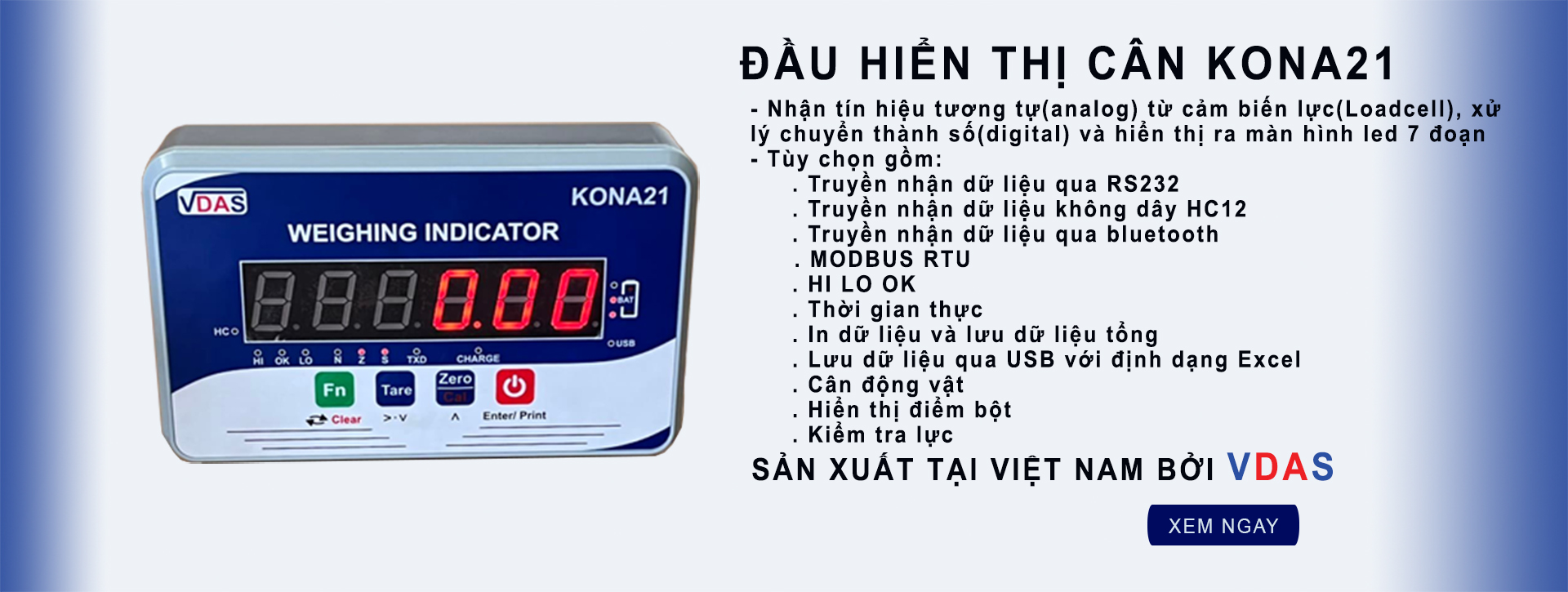 Đầu hiển thi cân KONA21 - VDAS - Lợi ích thực sự